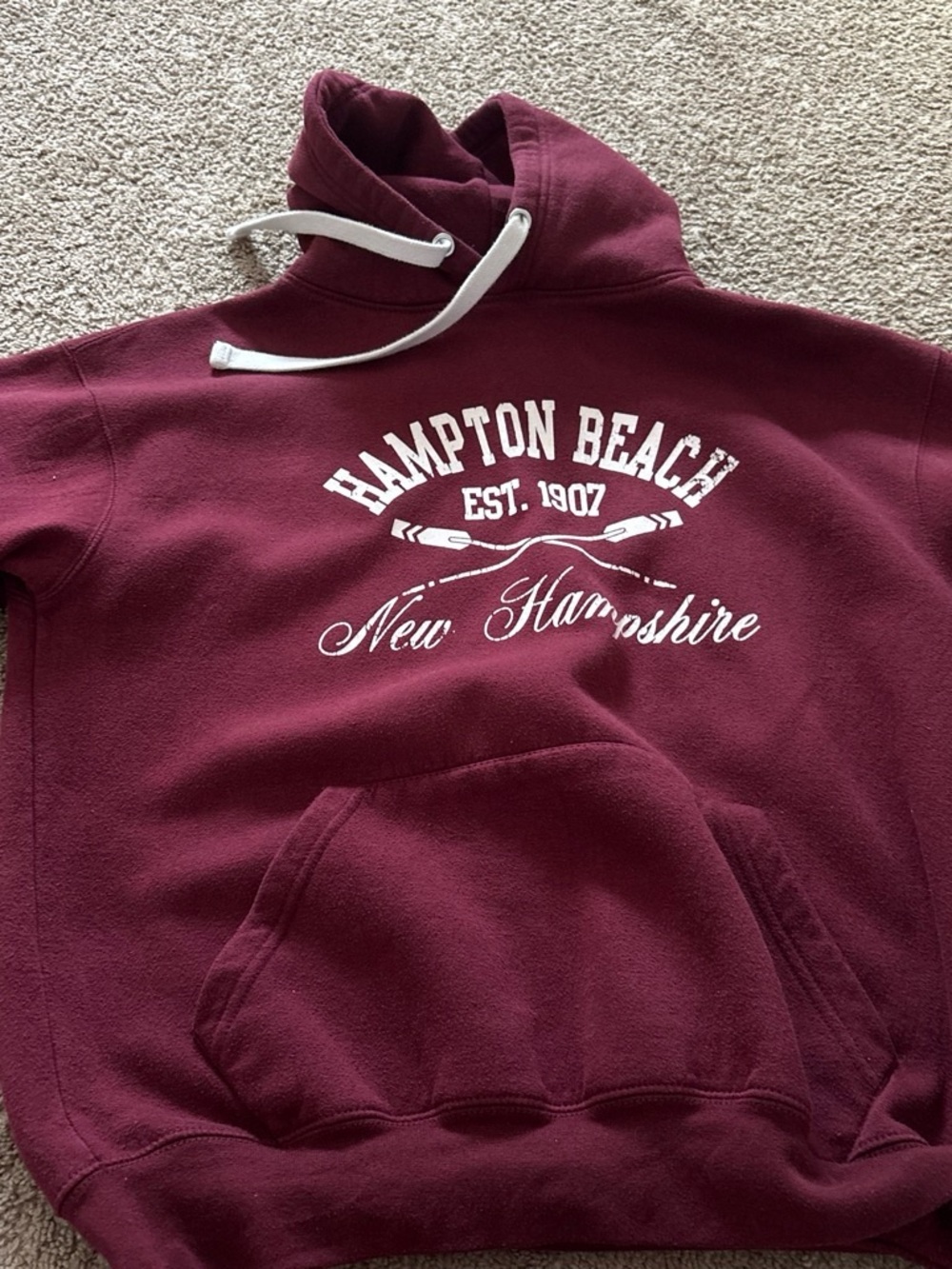 Hampton Beach New Hampshire Maroon Hoodie (fits as medium)